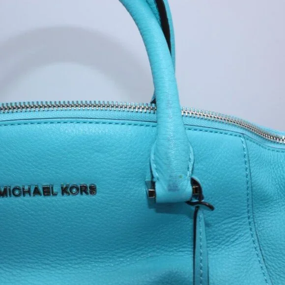 Michael Kors Bowling Shoulder Bag Purse Logo Small Pebble Leather Satchel - Picture 9 of 14